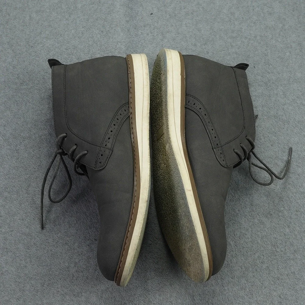 Reserved Footwear Boots Mens 10 Gray Faux Leather Chukka Lace Up‎ Casual Shoes